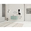 Meuble-lavabo flottant 36 po avec lavabo en résine en forme de goutte, armoire latérale et portes à fermeture en douceur