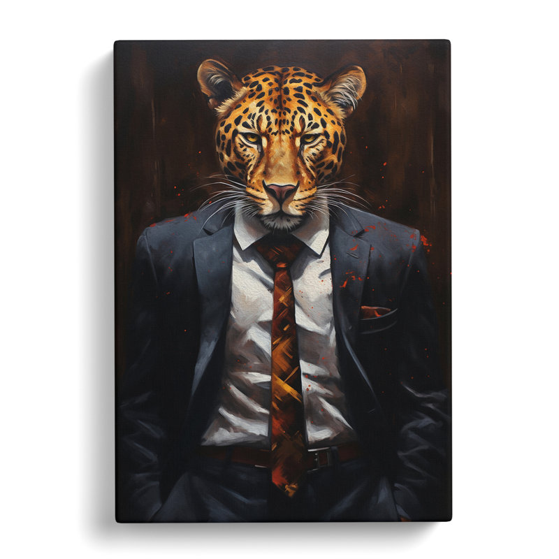 Leopard In A Suit Painting No.2 - Wrapped Canvas, 50cm H x 35cm W x 3cm D