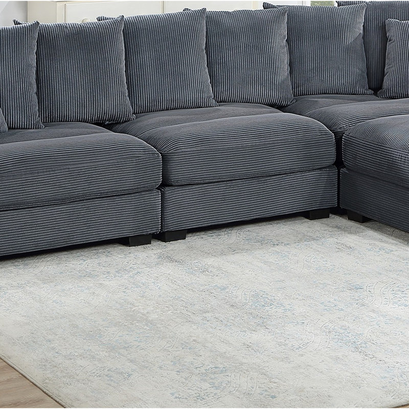 Canapé modulaire en velours côtelé gris foncé