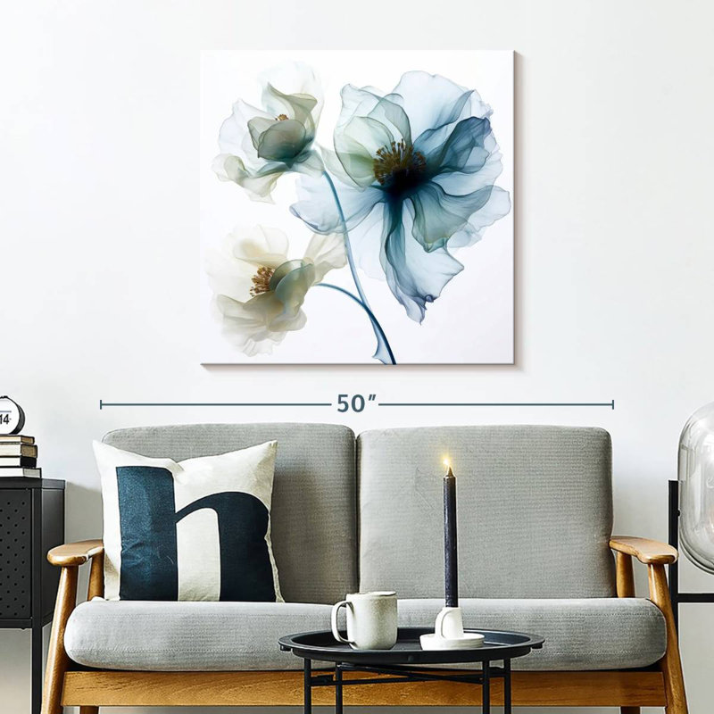 Harnek translucide fleurs de pavot bleues I, H 30 po x l 30 po