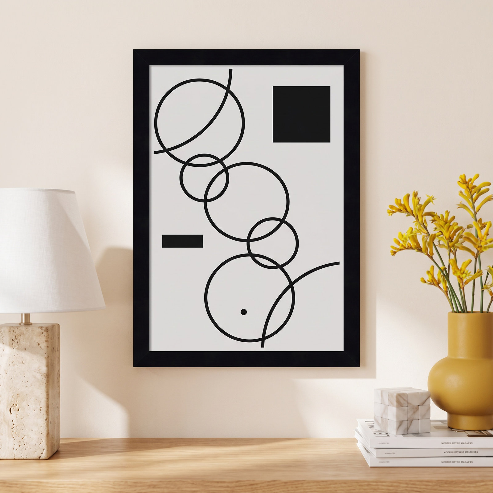 Minimal Shapes No. 1 Print, 13" H x 9" W x 1" D, Black