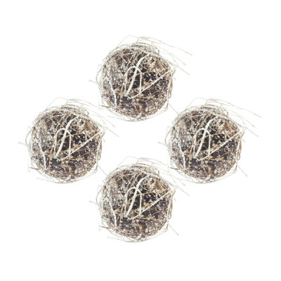 6" Iced Twig Glass Ball Ornaments - Set of 4 for Festive Holiday Decor