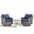 Swivel Outdoor Chairs Set of 2 with Glass-Top Side Table, All-Weather Wicker Furniture for Porch, Poolside, and Yard Use.