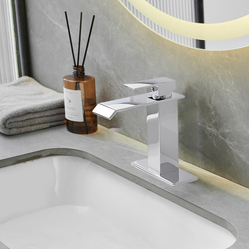 WIZ Waterfall Single Hole Single-Handle Bathroom Faucet, Polished Chrome