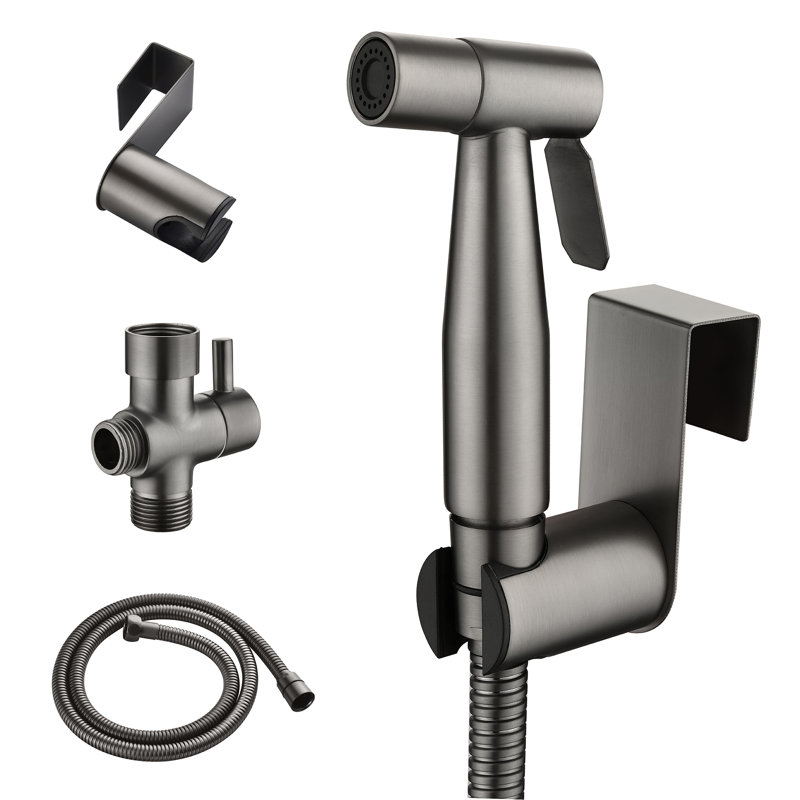 Elongated Hand Held Bidet with Faucet, Matte Black