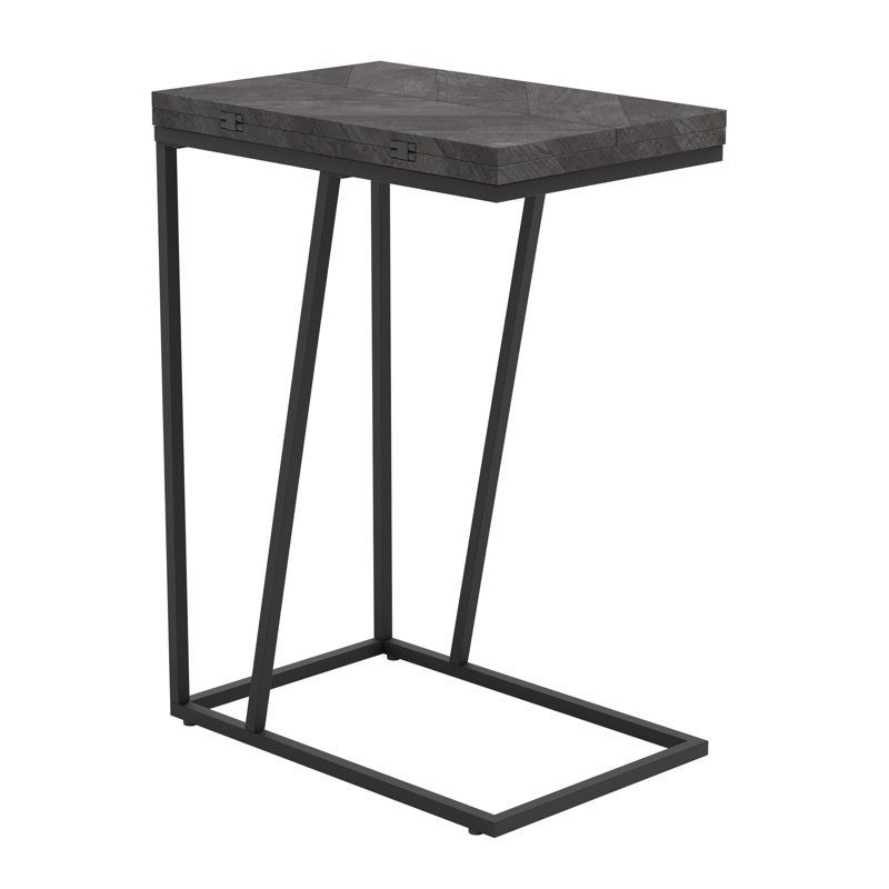 Hymes Expandable Chevron Rectangular Accent Table, Rustic Gray, 25.03" H x 10.03" W x 18.03" D