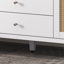Meuble-lavabo de 60 po avec lavabo SMC, grande armoire de rangement moderne avec tiroirs à fermeture en douceur et portes en rotin, boutons en métal argenté et 5 pieds en pin, blanc-709619929