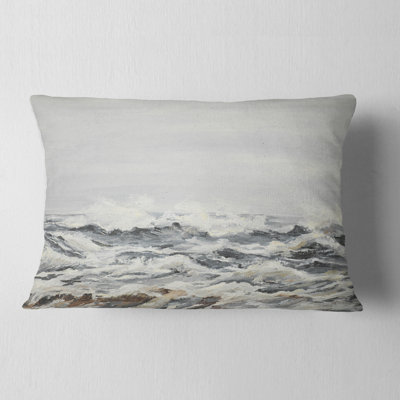Grey Sea Waves - Sea & Shore Printed Throw Pillow
