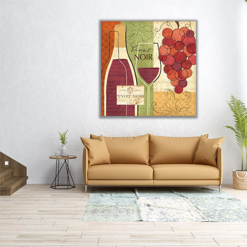 «Wine and Grapes I», reproduction d'art sur toile, H 40 po x l 40 po