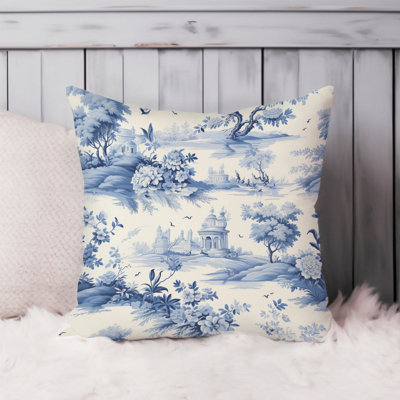Landscape and Nature Toile du Juoy Pattern IX French Country Throw Pillow Cover