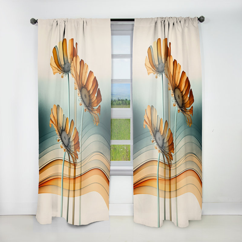 Barrowman - Hyper Realistic Daisy Flowers V - Traditional Velvet Curtain - Room Darkening - 1 panel, 52" W x 84" L