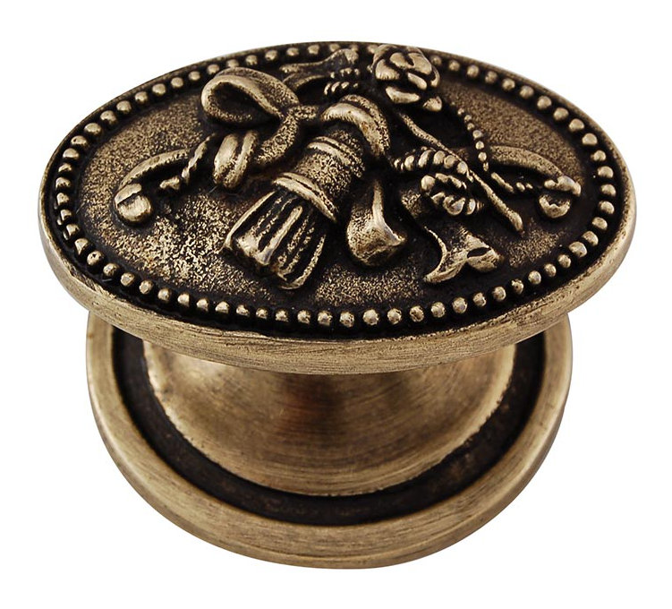 Sforza Oval Knob, Antique Brass