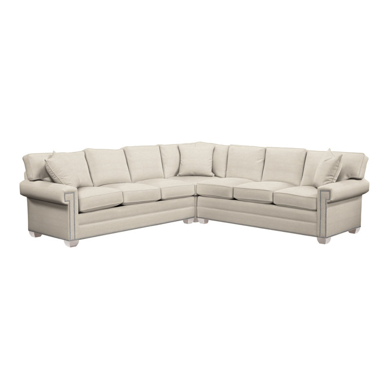 Davidson Upholstered L-Shaped Sectional Symmetrical, Tommy Flax Polyester Blend, Dove Gray, No