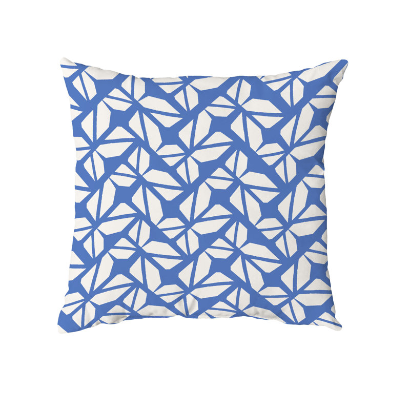 Geometric Outdoor Reversible Throw Pillow, 20" x 20", Blue