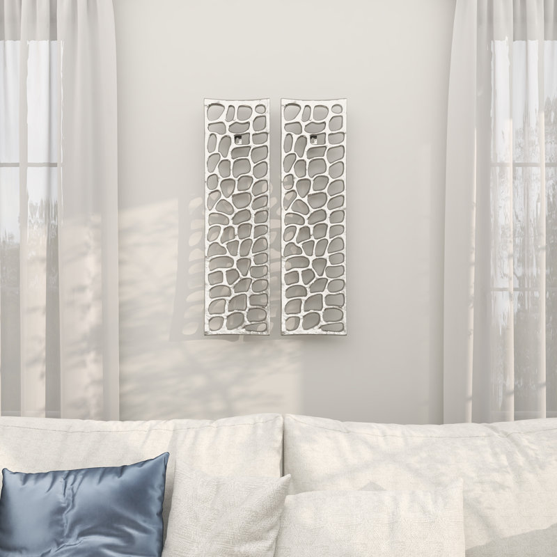 Silver Aluminum Abstract Cutout Wall Sculpture Set