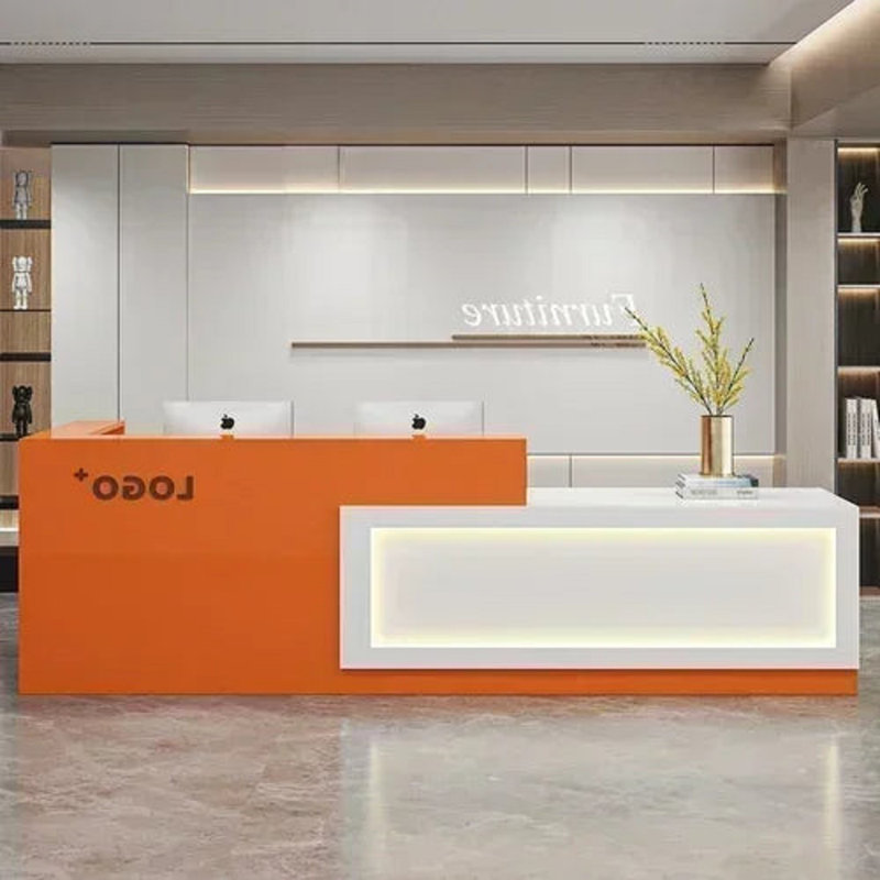 Cherril Reception Desk, 75cm H x 180cm W x 60cm D, Orange