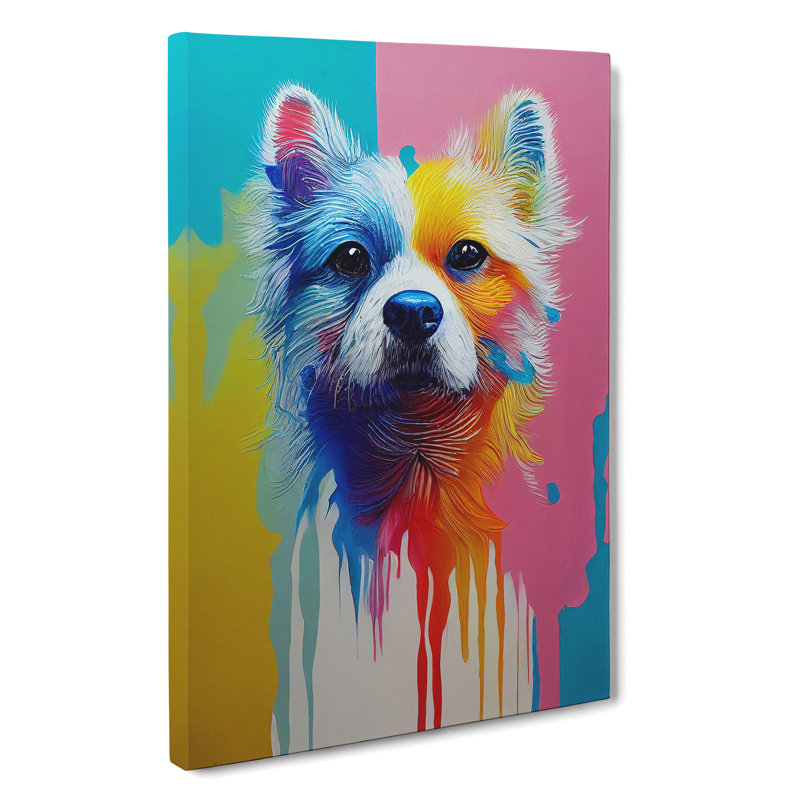 Painted Dog No.3 - Wrapped Canvas Painting, 50cm H x 35cm W x 3cm D