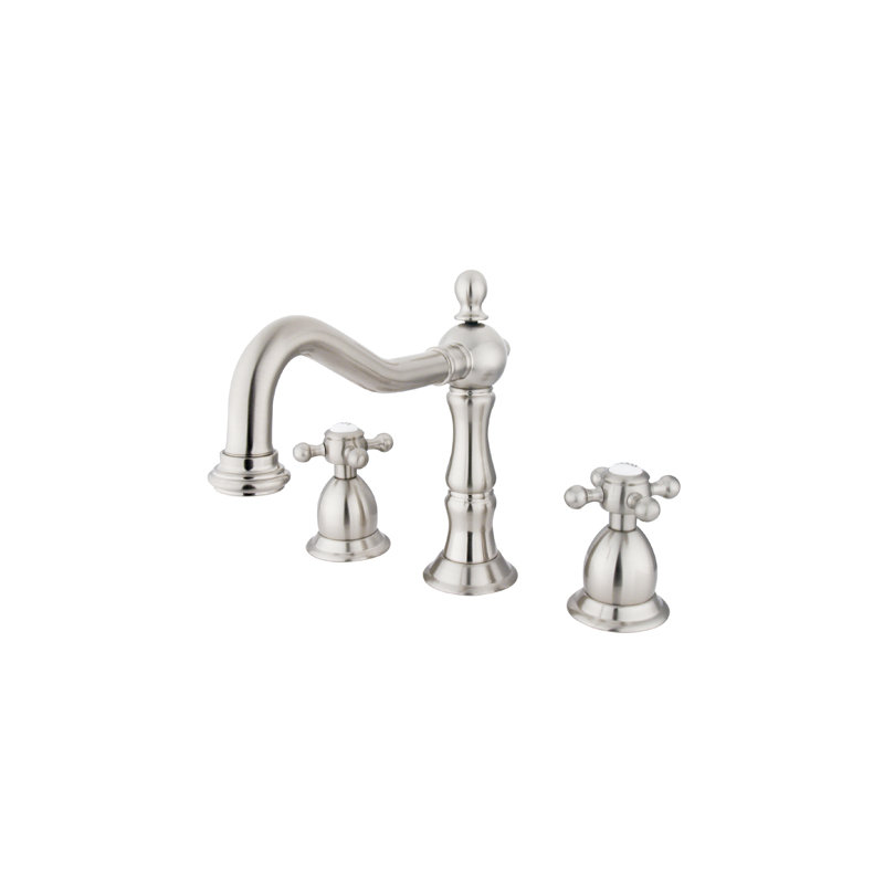 Widespread Bathroom Faucet with Drain Assembly, Brushed Nickel