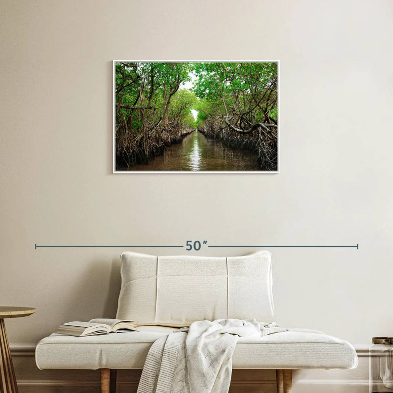 Mangroves de Everglade City, 31 po x 21 po, Cadre flottant blanc
