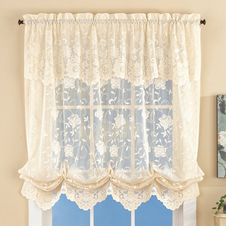 Floral Lace Balloon Sheer Single Curtain Panel