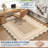Modern Neutral Non Slip Washable Rugs, Contemporary Border Print Pattern Foldable Soft Carpet, Low Pile Floor Mat-1122502248