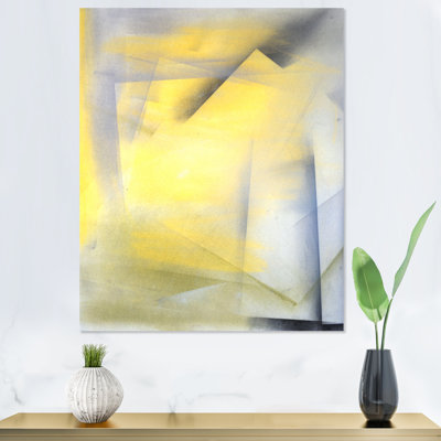«Grey and Yeollow Abstract Merging» - Décoration murale moderne et contemporaine en toile