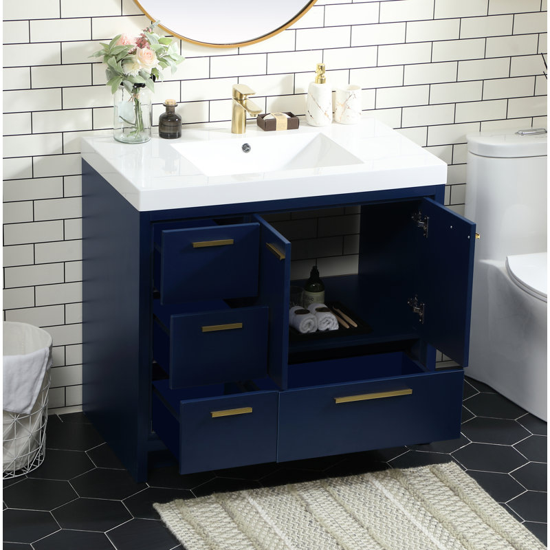 Southmead 36'' Single Bathroom Vanity with Resin Top, Blue