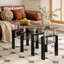 Ensemble de 2, table basse moderne en verre trempé, table de bout, table carrée pour le salon, transparent / noir-78847566