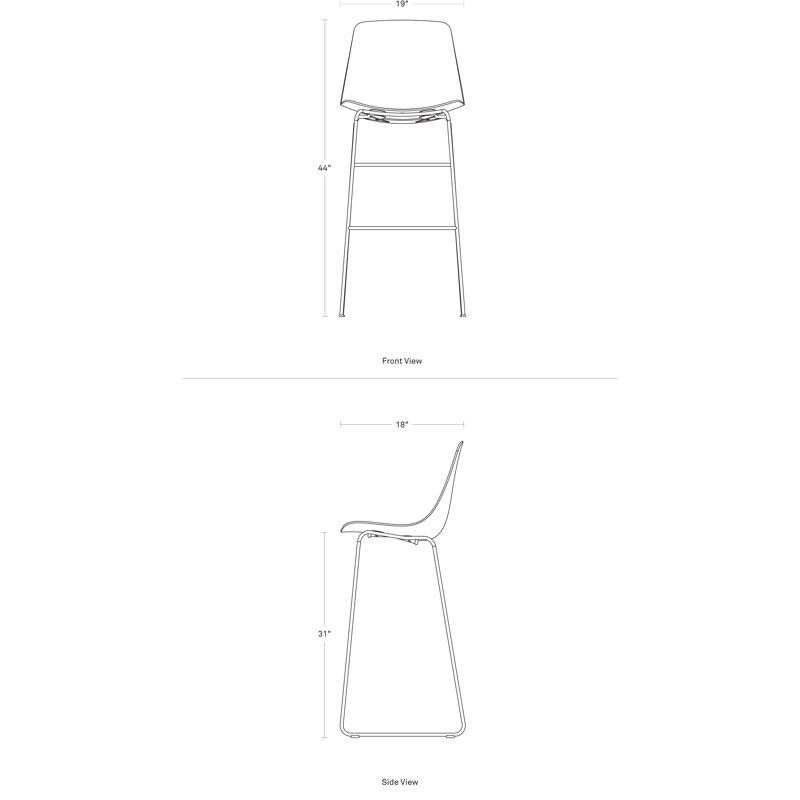 Clean Cut Stool with Metal Frame, Bar Stool (31” Seat Height), Putty