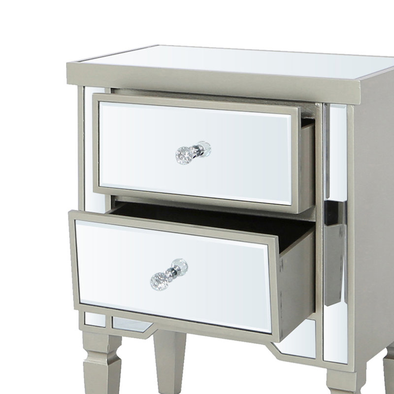 49cm W Manufactured Wood Bedside Table, Champagne