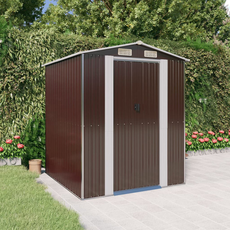Remise de rangement traditionnelle en acier, Marron foncé, L 6,3 pi x P 6,27 pi