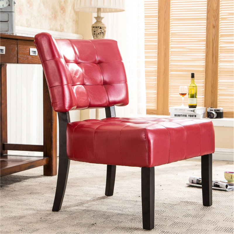 Chaise d'appoint rouge avec sièges surdimensionnés et siège et style en cuir, Rouge