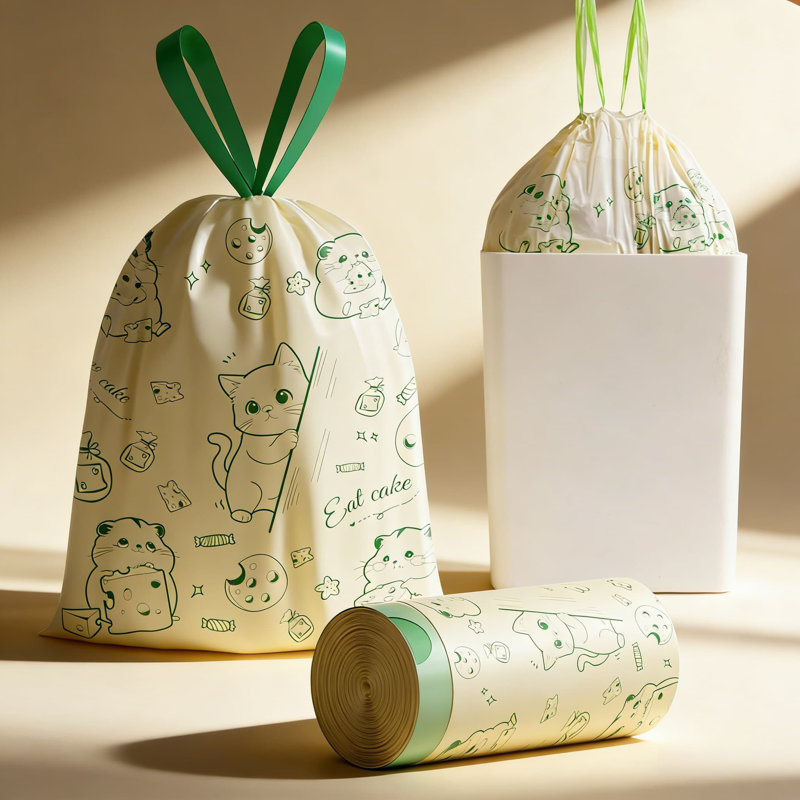 Sacs poubelle à cordon 4 gallons 4 sacs à ordures résistants à la déchirure et à la déchirure pour sacs de salle de bain, de bureau, de cuisine et de voiture