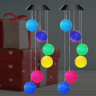 Crystal Ball Wind Chimes Changing Colors Decorative Hanging Wind
