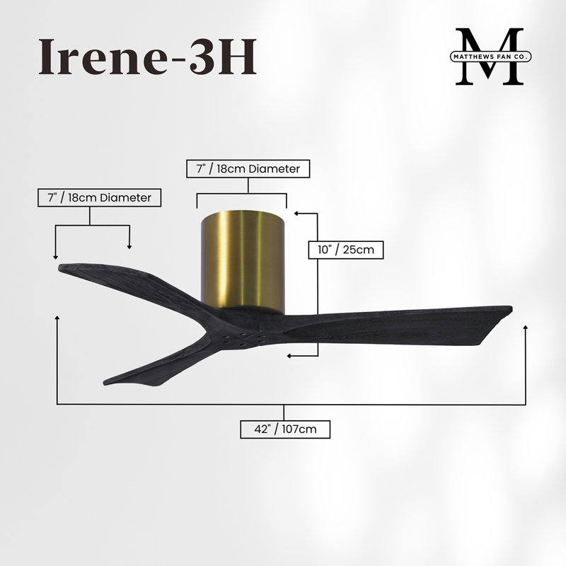 Irene Ceiling Fan, Brushed Brass, 42", Matte Black