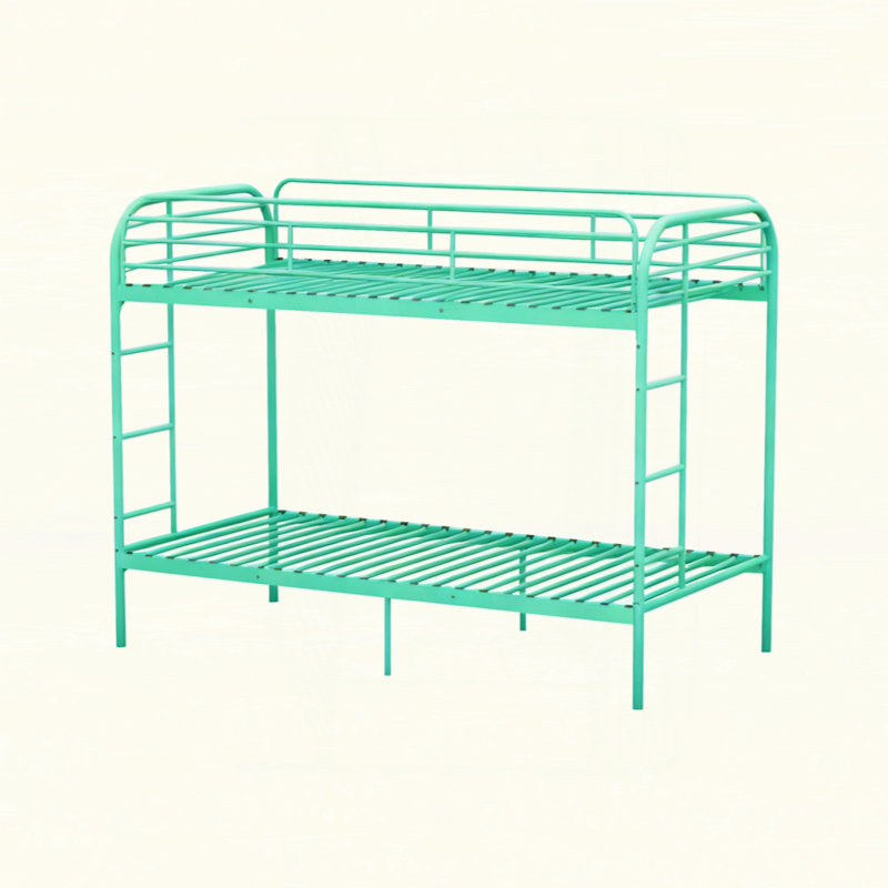 Metal Bunk Bed, Heavy Duty Bunk Beds With 2 Ladders And Full-Length Guardrai,Iron Bed For School, Bedroom Easy Assemble