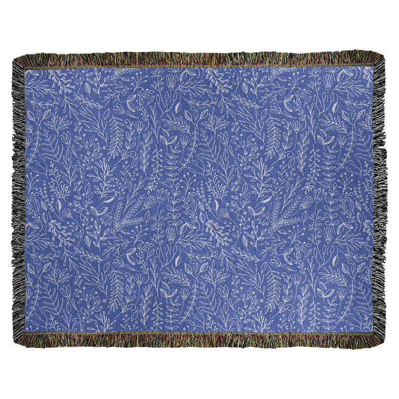 Couverture en coton tissé Katelyn Elizabeth Ditsy, l 50 po x L 60 po, Bleu / blanc