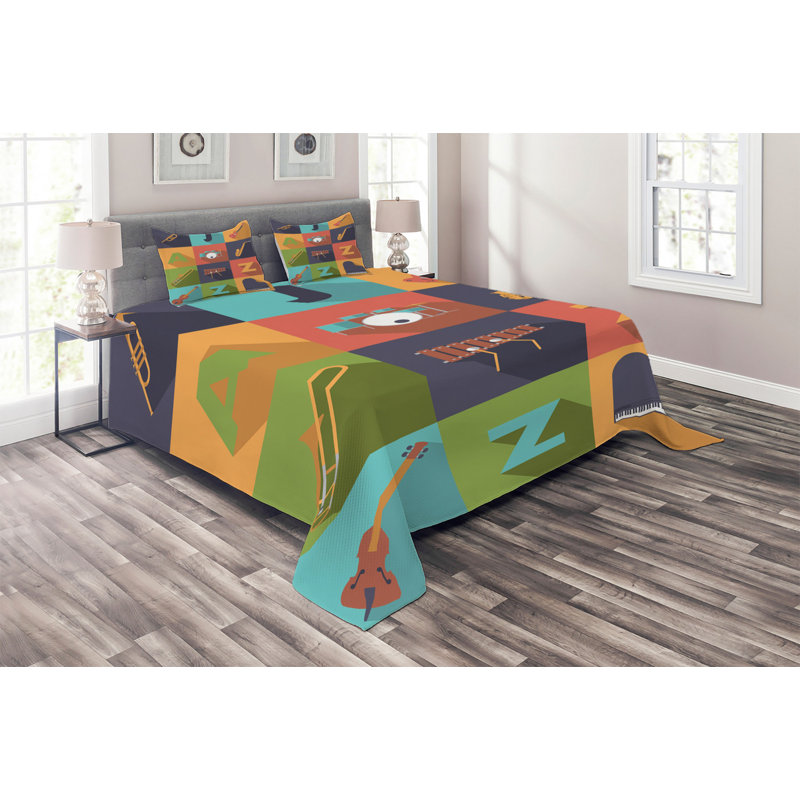 Music Polyester Coverlet, King Bedspread + 2 Shams