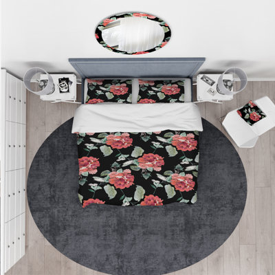 Ensemble de housse de couette rose rouge