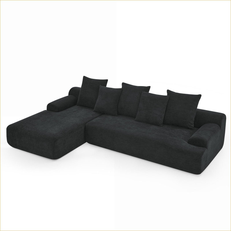 Canapé modulaire, canapé modulaire en L 110 po pour salon 4 pièces | Noir | Velours