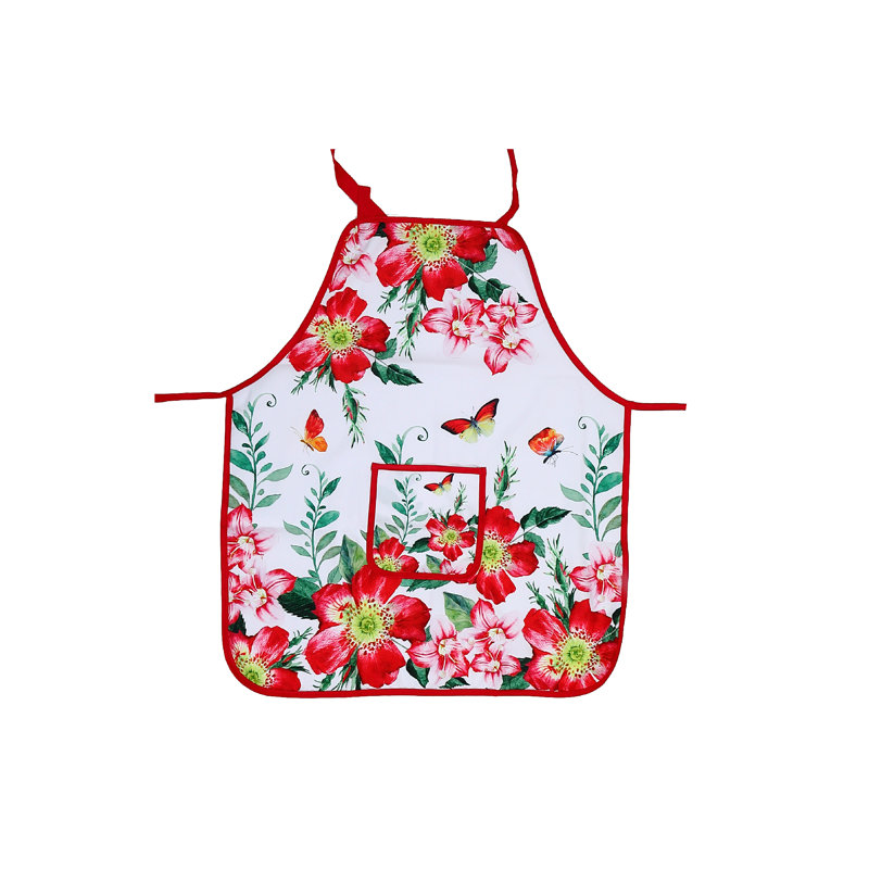Ensemble de 2 tabliers décoratifs avec poche florale rouge