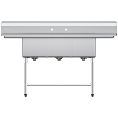 Évier à 3 compartiments, acier inoxydable 304 de calibre 18, taille de bol de 14 po x 16 po x 11 po, évier de cuisine et utilitaire à 3 compartiments avec 2 égouttoirs et dosseret pour le restaurant, le camion de nourriture et la maison