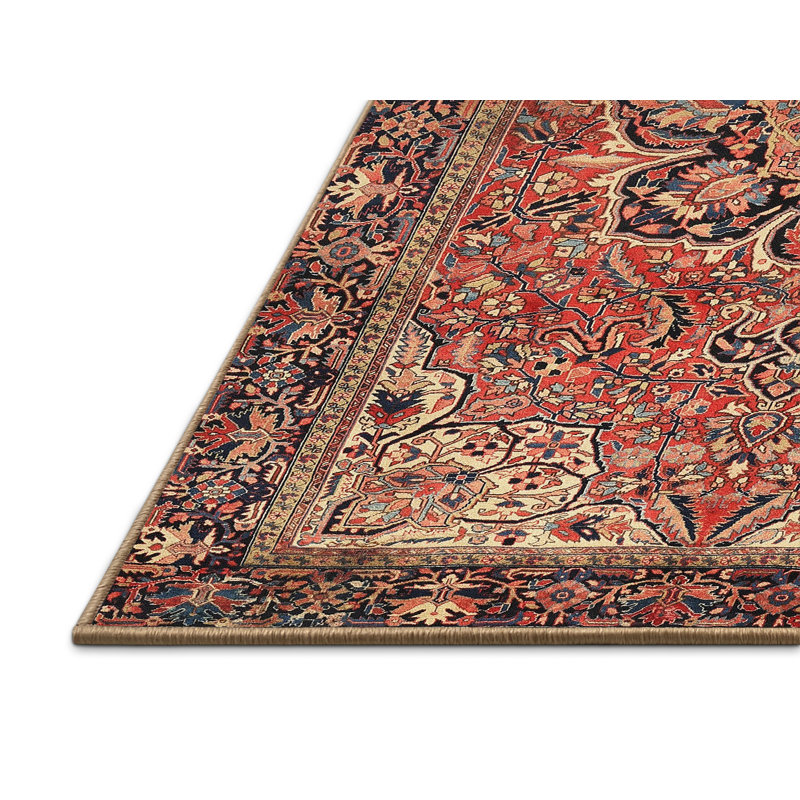 Tapis bleu marine / rouge Nataniel, Rectangle 8 pi x 12 pi