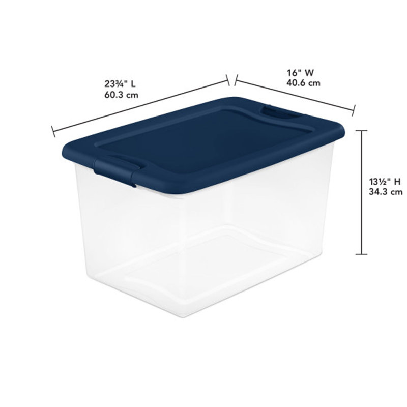 Sterilite Plastic Storage Bin, Marine Blue, 6-Pack