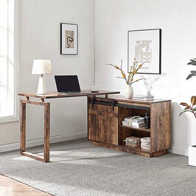 L-Shaped Workstation With Storage Credenza