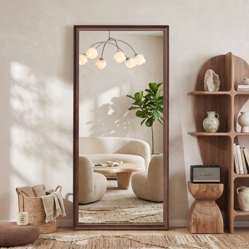 Grand miroir mural 70 po x 31 po à fixation murale pleine longueur avec faux cadre en bois