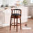 Swivel Bar Stool with Top-Grain Leather Seat, Hollow Back Design, Solid Wood Frame & Footrest for Kitchen, Dining, or Living Room-703482630-703482873