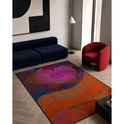 Round Painted Patterned Woven And Washable Carpet