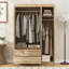 Armoire-penderie à trois portes avec 2 tiroirs et 2 tringles de suspension, parfaite pour les solutions de rangement organisées et élégantes.-99995244