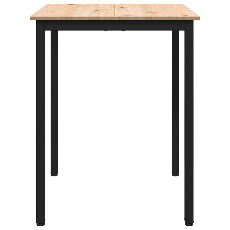 Solid Wood Top Metal Base Dining Table, 75cmH x 60cmL x 60cmW, Natural, Black
